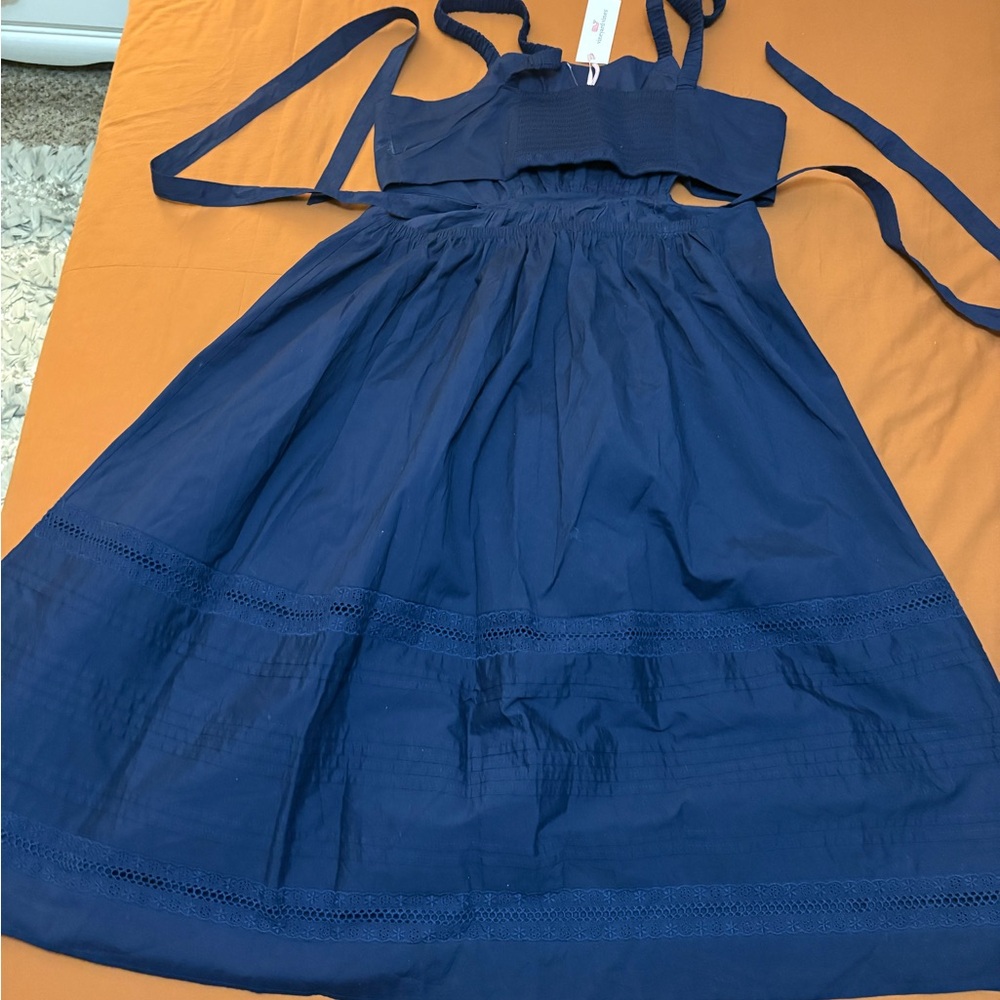 Vineyard Vines Navy Cut-out Midi Dress - XL